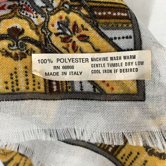 NEW Paisley Scarf Brown Gold Ivory Fringed Soft Semi Sheer Fall Made in ITALY - Picture 5 of 5